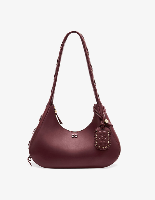 Bolso hobo mediano cordones burdeos Ganni Bolso hobo mediano cordones burdeos Ganni